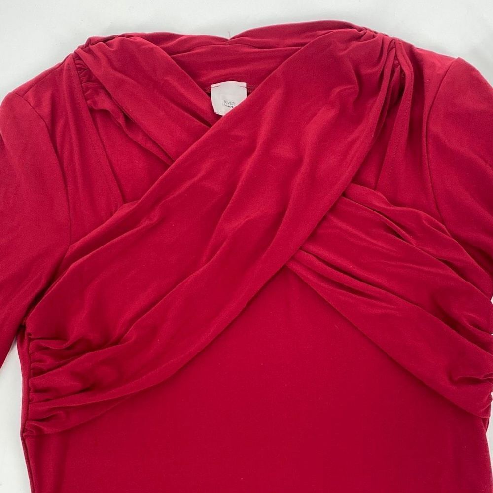 River Island UK Bodycon Wrap Ruched Top Stretchy Red Small - Picture 3 of 10